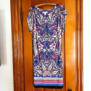 London Times Paisley Midi Short Sleeve Dress Woman's Size 14